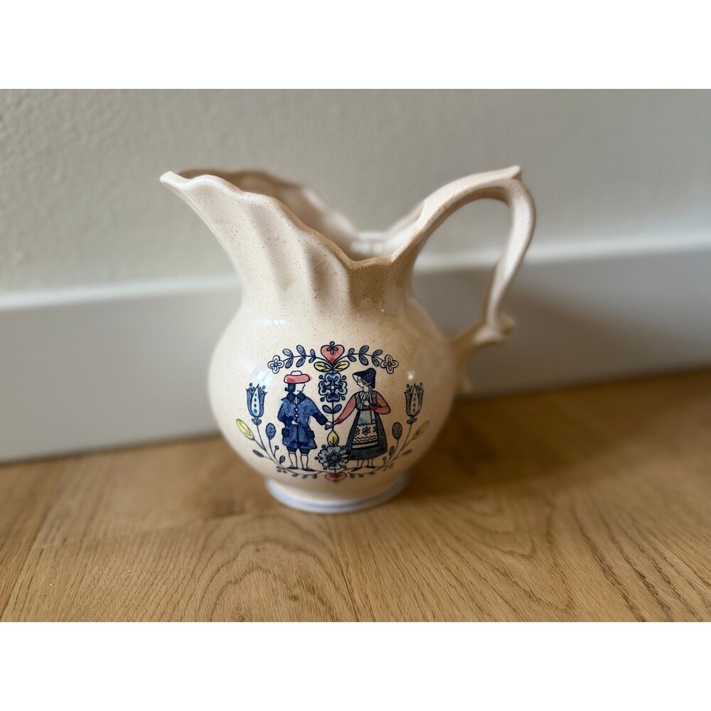 Vintage Antique Folk Art Ceramic Pitcher